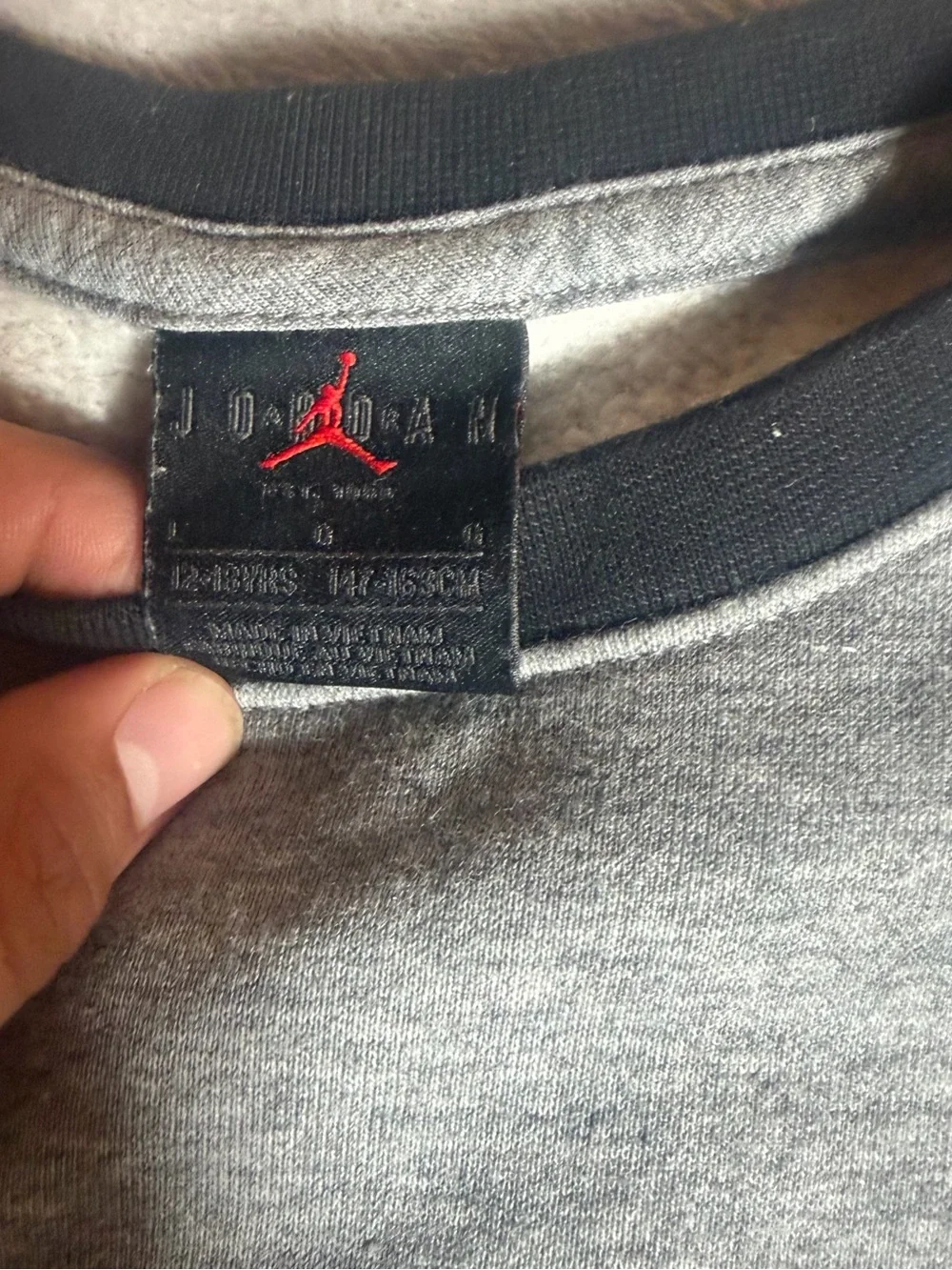 Jordan Kids Gray and Black Colorblock Crewneck Sweatshirt